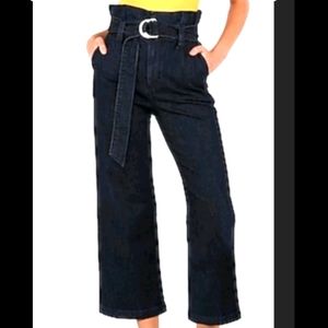 Express Super High Waisted Cropped Wide Leg Jeans